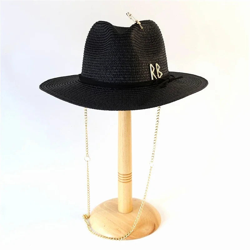 Fashionable Metal RB Straw Hat