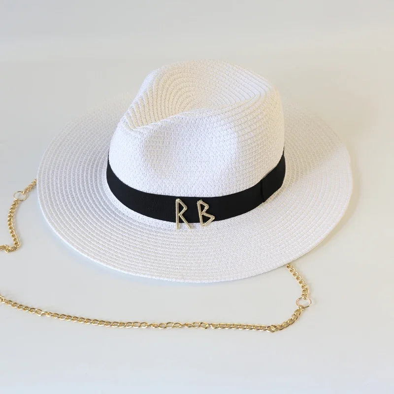 Fashionable Metal RB Straw Hat