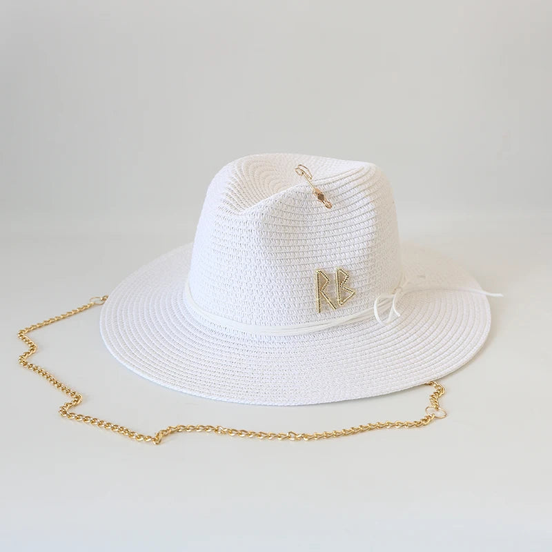 Fashionable Metal RB Straw Hat