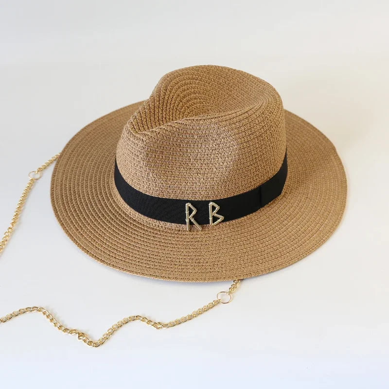 Fashionable Metal RB Straw Hat