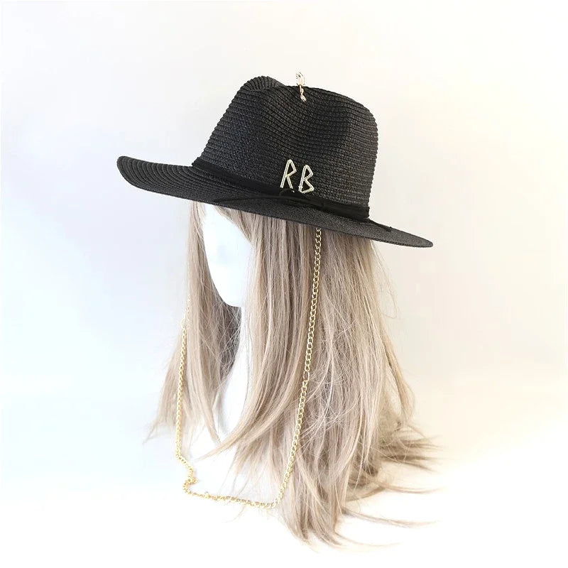 Fashionable Metal RB Straw Hat