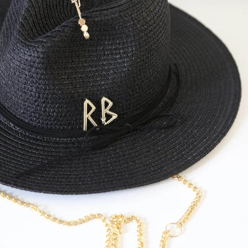 Fashionable Metal RB Straw Hat