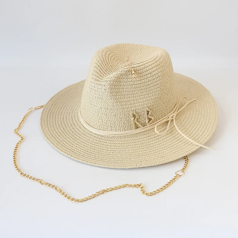 Fashionable Metal RB Straw Hat