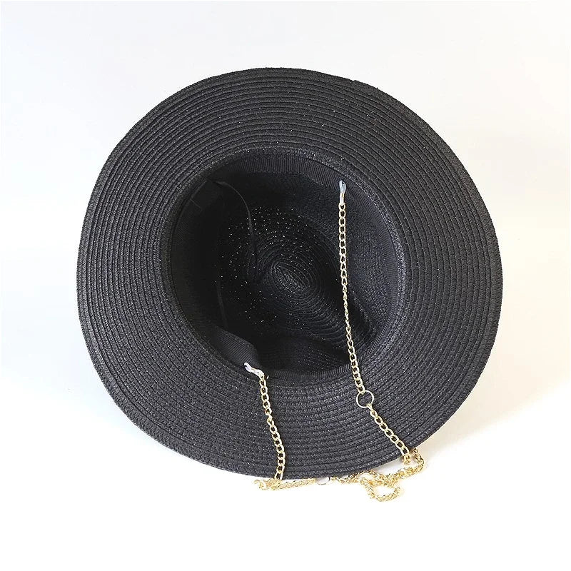 Fashionable Metal RB Straw Hat
