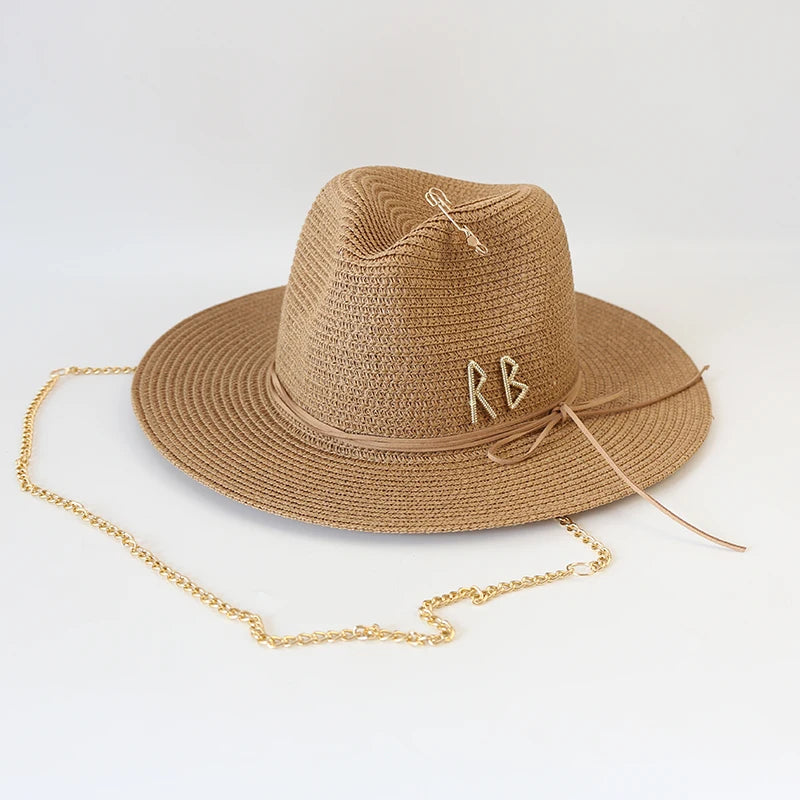 Fashionable Metal RB Straw Hat