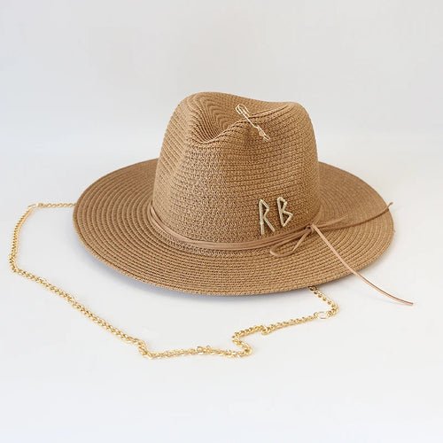 Fashionable Metal RB Straw Hat