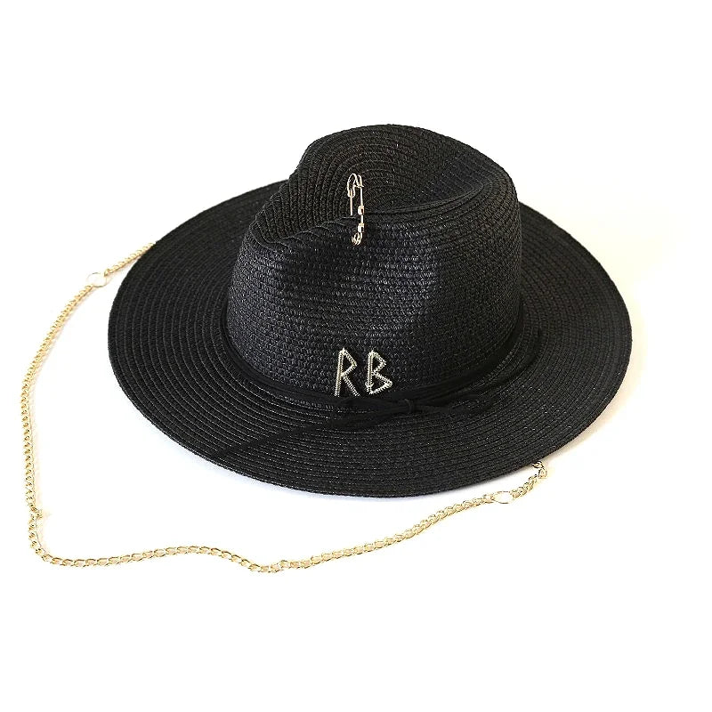 Fashionable Metal RB Straw Hat