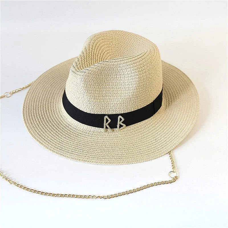 Fashionable Metal RB Straw Hat