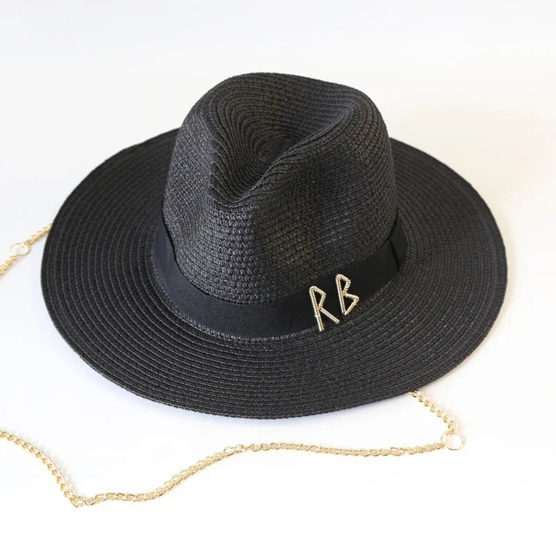 Fashionable Metal RB Straw Hat